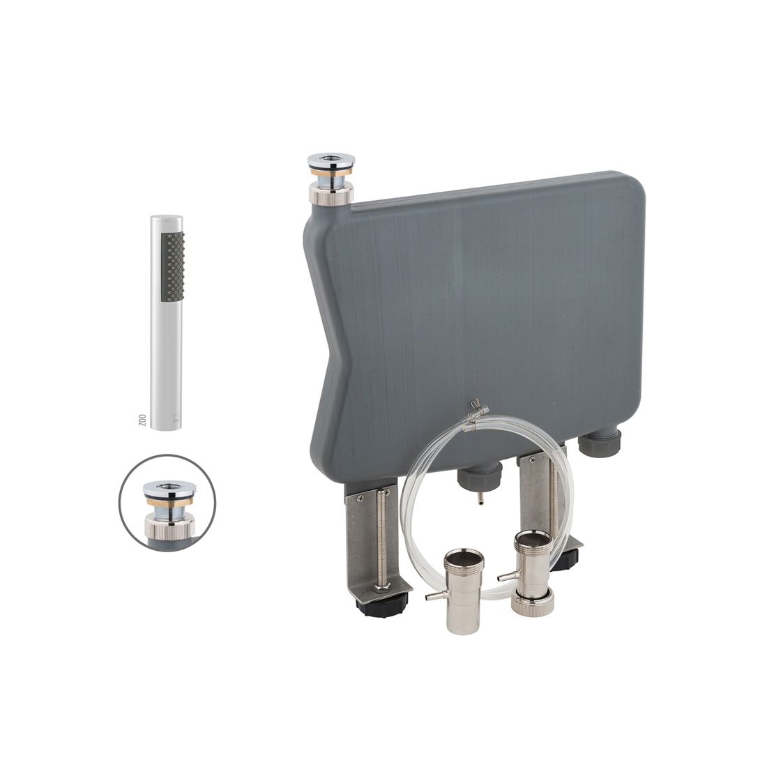 Zoo Capsule Single Function Shower Handset with Flexible Chrome Plated Brass Hose and Concealed Box To Eliminate Water ingress
